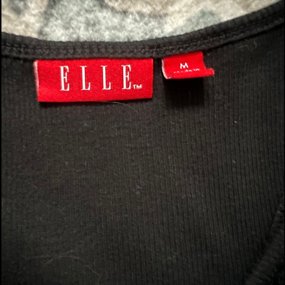 Elle Black Ruffle Front Ribbed Tank Top EUC M - Picture 9 of 9